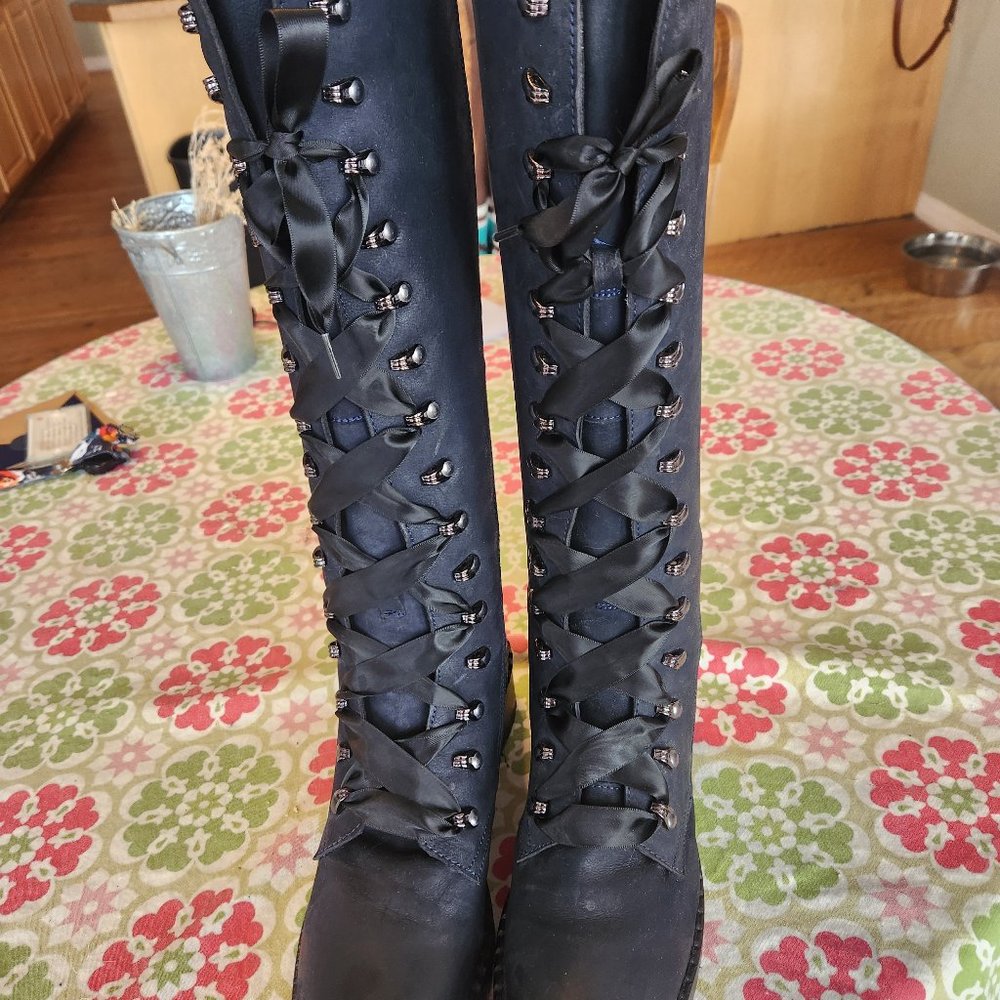 Knee high biker boots